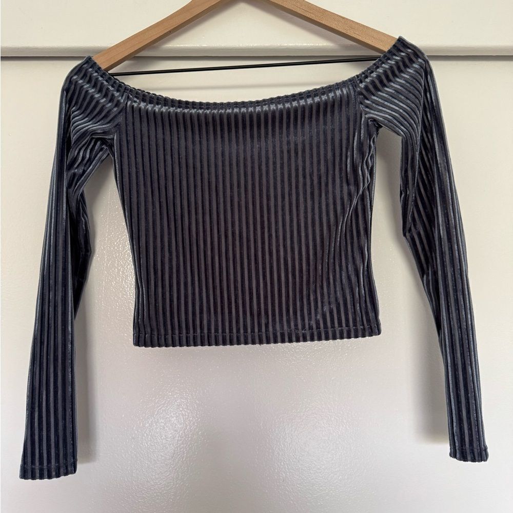 Revolve x Privacy Please Velvet Off the Shoulder Crop Top XS